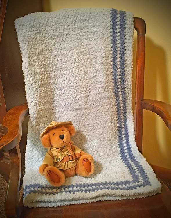 Baby Blue, Baby Denim and Little Cosmos Baby Blanket by Bernat