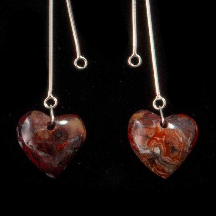 Mexican Crazy Lace Agate Heart Earrings
