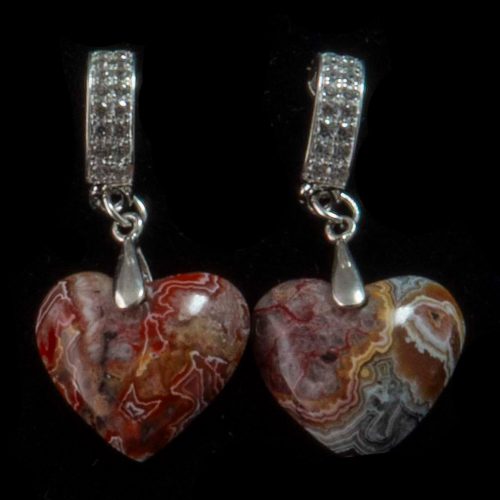 Mexican Crazy Lace Agate Heart Earrings