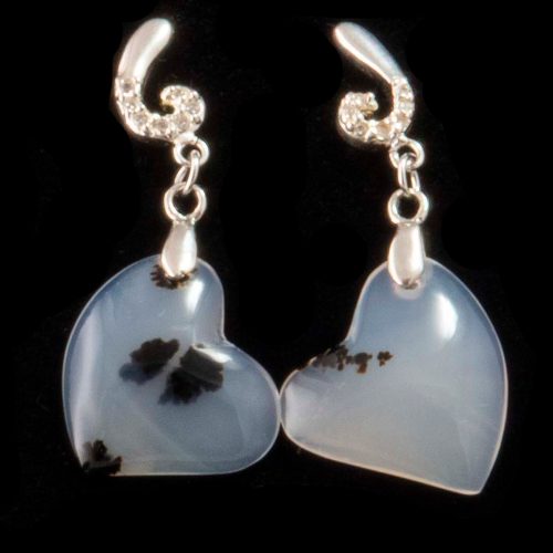 Montana Moss Agate Tipsy Heart Earrings