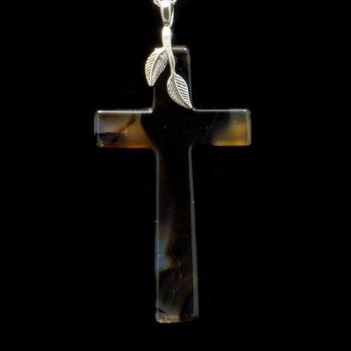Montana Moss Agate Cross Necklace