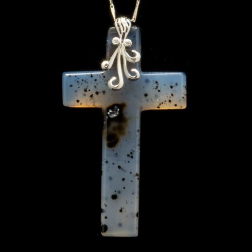 Montana Moss Agate Cross Necklace