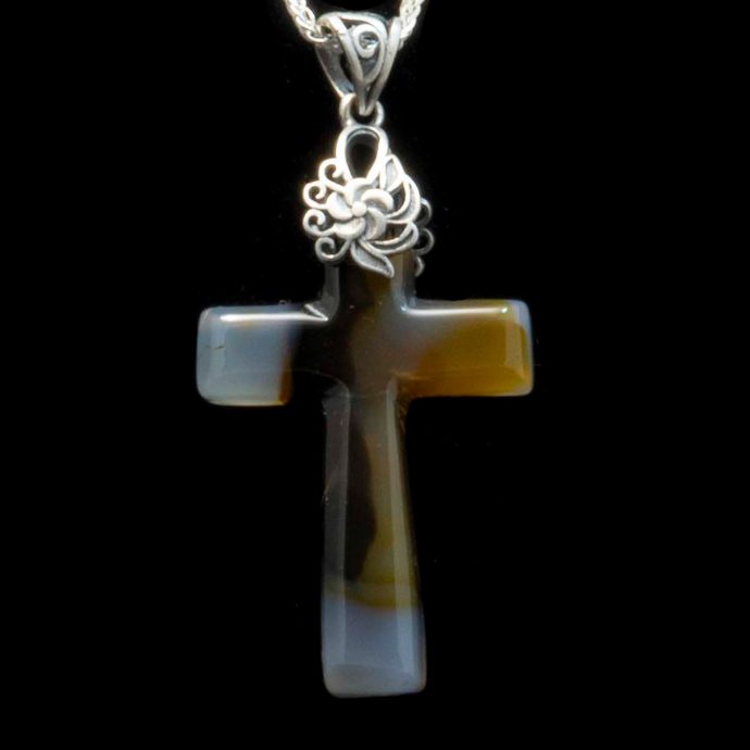 Montana Moss Agate Cross Necklace